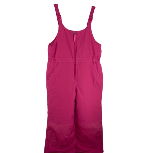 LLBean Kids Cold Buster Snow Bibs Pink Overalls Zip Front Insulated SIZE 18 - Picture 2 of 13